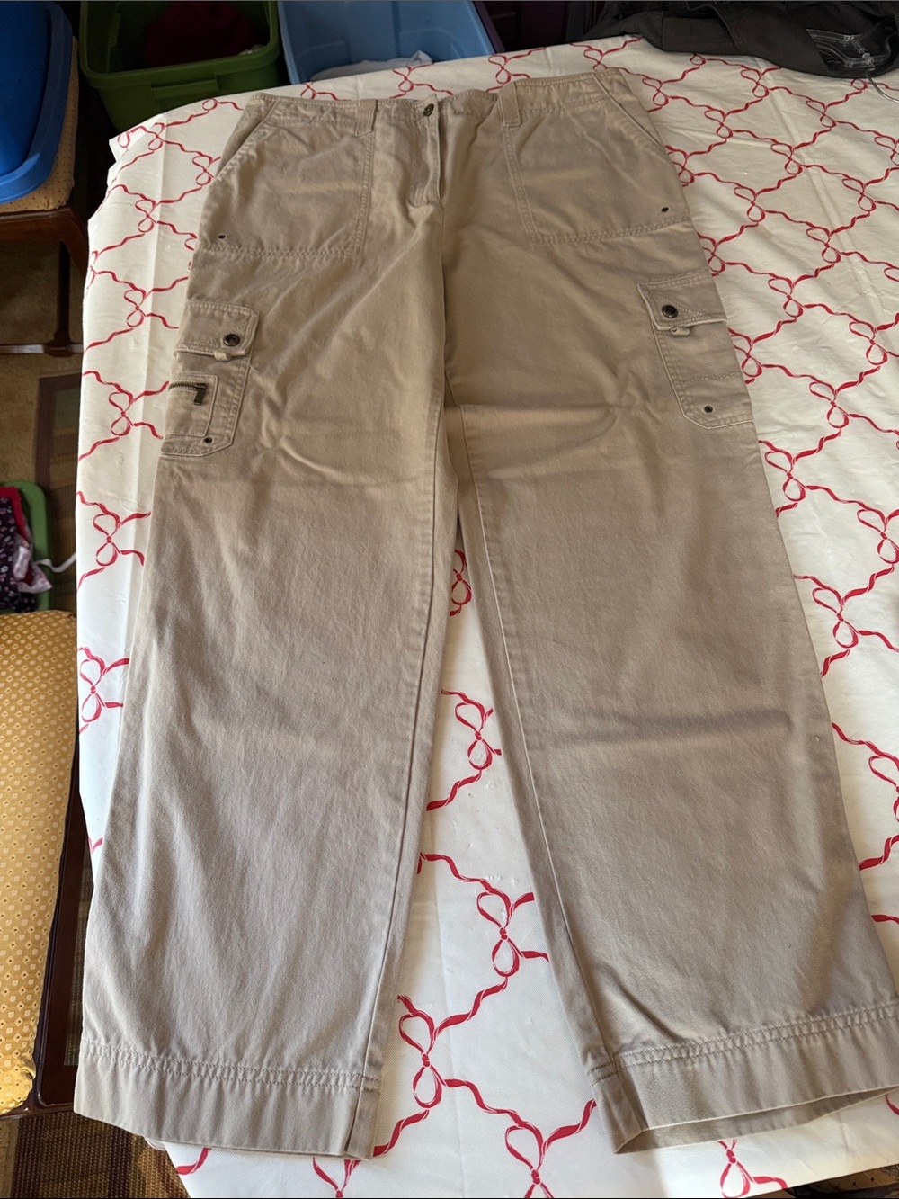 Ralph Lauren Beige Cargo Pants with Utility Pockets, soft brushed fabric